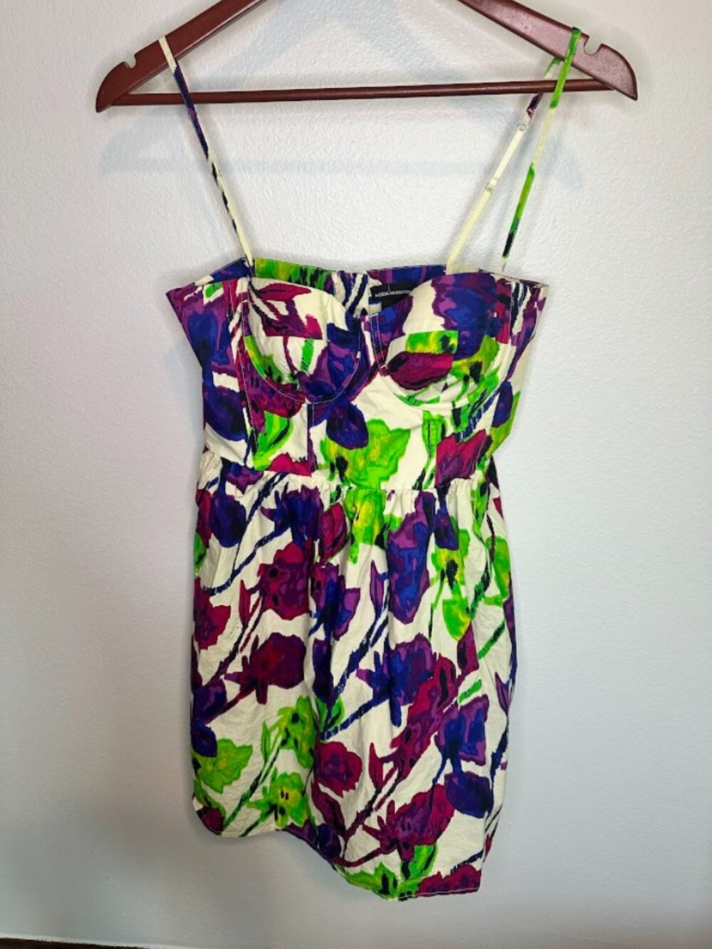 Victoria's Secret Moda Int'l Colorful Floral 100% Cotton Bustier Sundress - 8